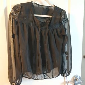 Guess semi-transparent black blouse